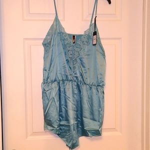 NWT, City chic, aqua blue, playsuit, size 14, satin
